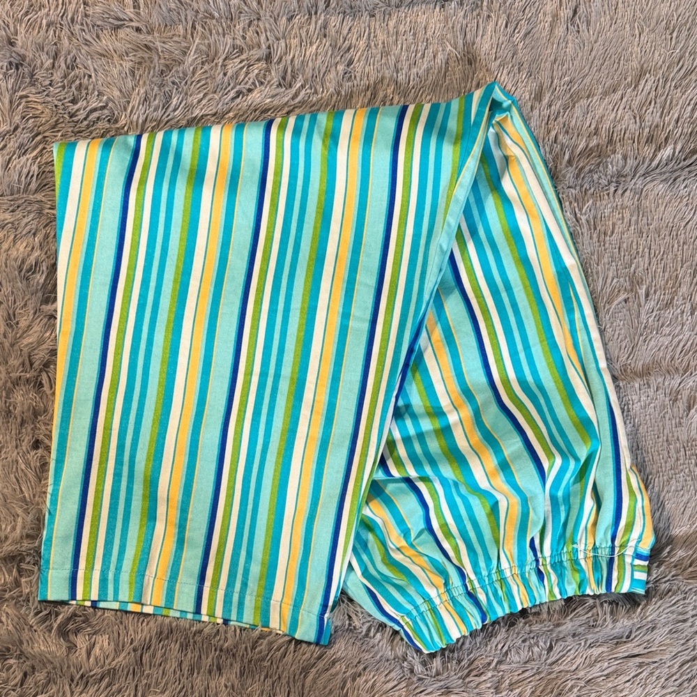 Bobbie Brooks Blue and Green Striped pull-on Cropped Pants